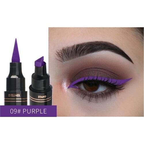 2019 QIBEST 2 in1 Liquid EyeLiner with Wing Stamp Dry Waterproof Long Lasting Multicolor Eye Liner Beauty Makeup Cosmetics TSLM1