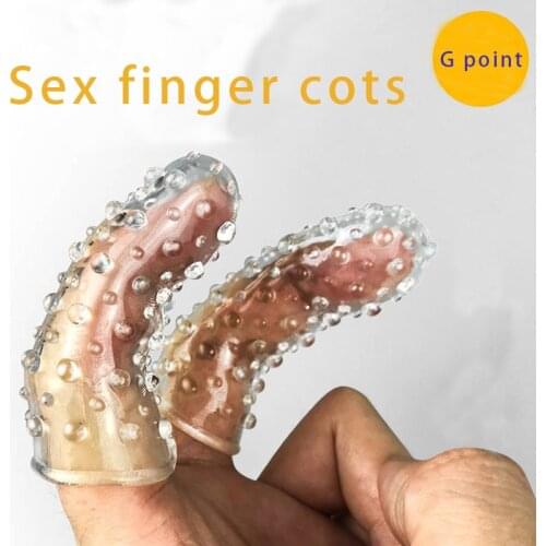 3PC Sex Finger Cots Silica Gel L Spike Dotted Ribbed Set G Point Stimulation Penis TPE Soft Elastic Reusable Men Sex Toy LT035