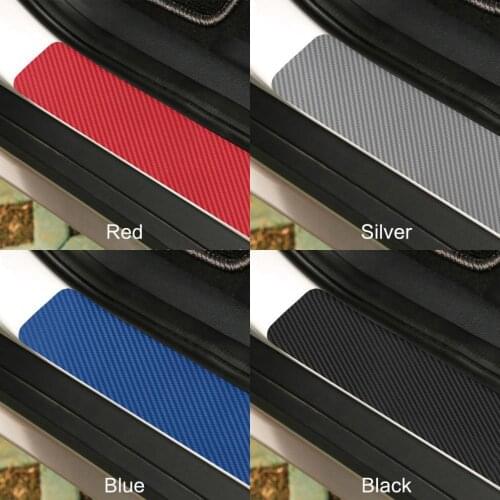 4 Pieces Carbon Fiber Car Door Pedal 3D Stickers Sill Plate Protectors Cover Self Adhesive Sticker for Any Car SUV