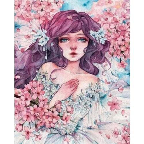 5D Diy Diamond Painting Cartoon Girl Portrait Cross Stitch Kit Full Drill Embroidery Mosaic Art Picture of Rhinestones Decor
