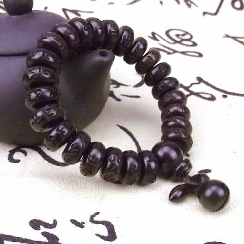 15x8mm Lightning stroke Jujube Wood OM Mani Padme Hum Bracelet