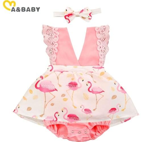 Ma&Baby 0-24M Summer Flamingo Baby Romper Newborn Infant Baby Girl V neck Jumpsuit Clothes Outfits Clothing Costumes