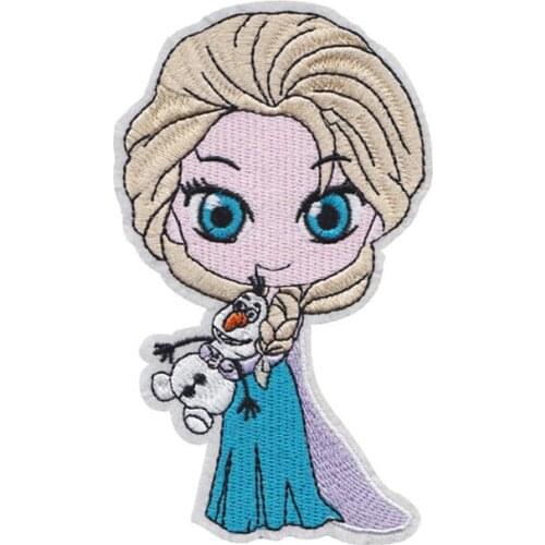 Disney Elsa Belle Princess Embroidery Patches Children For Clothing DIY Iron On Patch On Clothes Bag Custom Patch Accessories