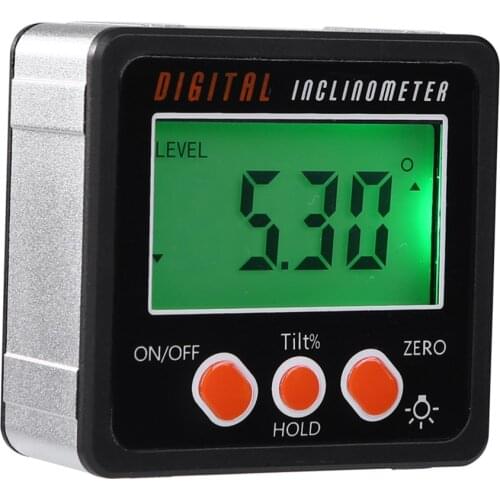 360 degree Electronic Protractor Digital Inclinometer Aluminum Alloy Digital Bevel Box Angle Meter Magnets Base Measuring tool