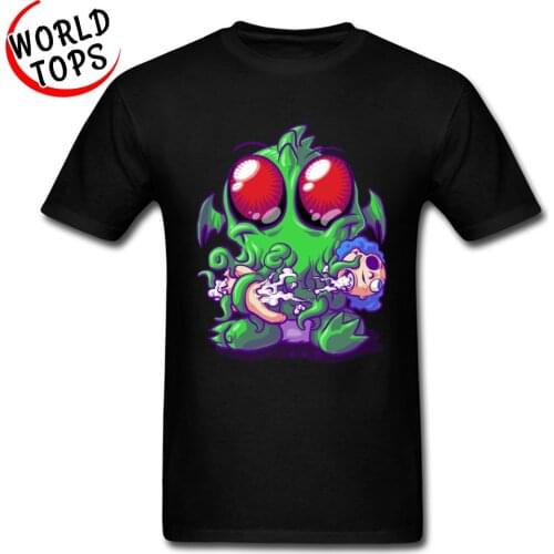 Customized Team Gift T Shirt Funny Cartoon Cthulhu Mens Top T-shirts 2018 Fashion Sleeved Cotton Clothing Shirt New Arrival Tops