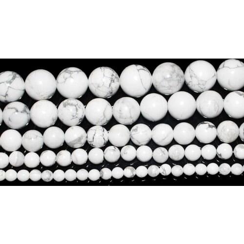 4/6/8/10/12mm Smooth Round Natural White Pine Stone Beads Loose Beads For Jewelry Making Charm Bracelet Necklace Handmade DIY