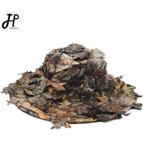 Camouflage Hunting Hats with Bionic 3D Real Tree Leaf Fishing Hat Jungle Sniper Caps Outdoor Camping Hiking Hunter Archery Cap