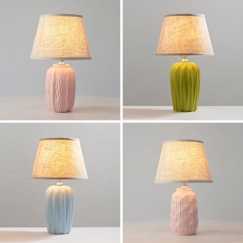 Nordic Ceramic Table Lamp Fabric Lampshade Desk Light for Home Living Room Bedroom Bedside Lamp Modern Art Deco Led Table Light