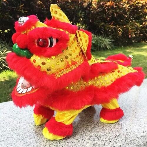 Chinese Style Lions Dance Motion Sensor Electric Plush Toy Stuffed Doll Wiggling Lions Novelty Gift for Friends Family E