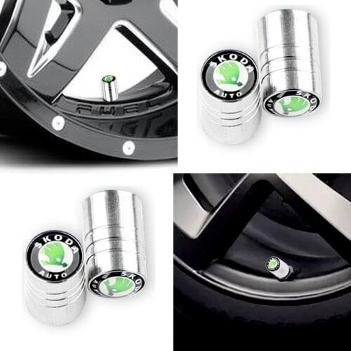 4 pieces silver metal car wheel tire valves tire Air plugs holster For Skodas Octavia A5 A7 Fabia superb car-styling Accessories