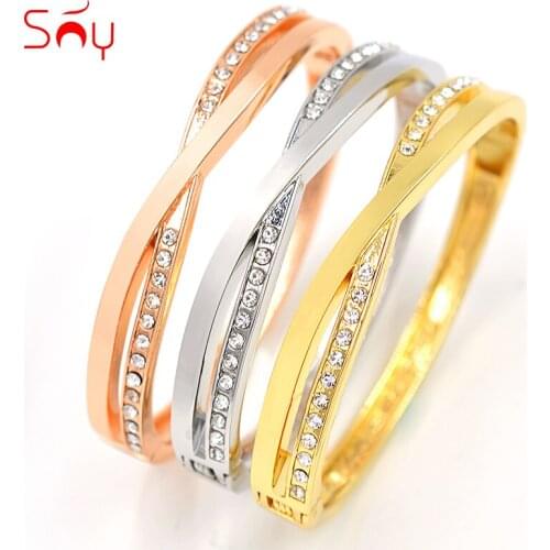 Sunny Jewelry Romantic Jewelry Round Bangle Sets For Women Cross Bracelet For Wedding Engagement Cubic Zirconia Jewelry Findings
