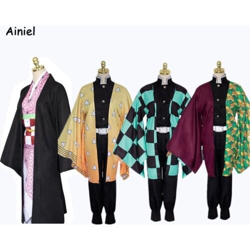 Anime Demon Slayer Kimetsu no Yaiba Cosplay Costume Nezuko Kamado Tanjirou Kimono Agatsuma Hoodies Dress Uniform Wigs Men Women