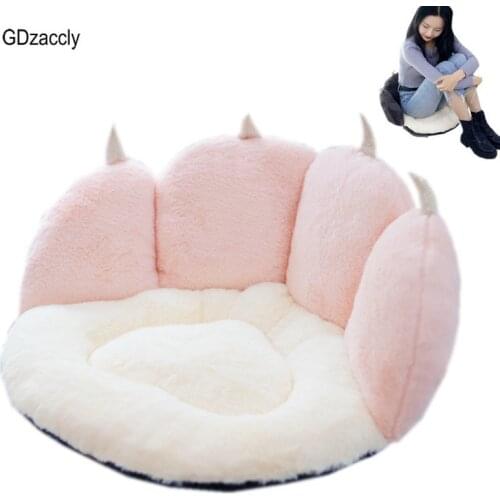Soft Cat Paw Shape Chair Cushion Stuffed Pink Fluffy Hair Pointed Claws Game Chair Pillow Decor Gift for Her Keep Warm Winter
