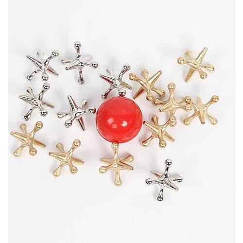 10Pcs Jacks Game and Bounce Ball Knucklebones Set Vintage Classic Filler Toy