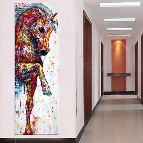 Entrance Hallway Watercolor Horse Hanging Painting Modern Minimalist Animal Print Canvas Painting Home Decor Wall Art Pictures