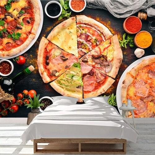 Custom Any Size Mural Wallpaper 3D Stereo Food Pizza Snack Bar Restaurant Background Wall Decor Fresco Papel De Parede Wallpaper