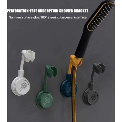 Punch-Free 360 Degree Rotary Shower Head Holder Bathroom Shower Head Bracket Wall Mounted Adjustable Suction Cup Mount Bracket
