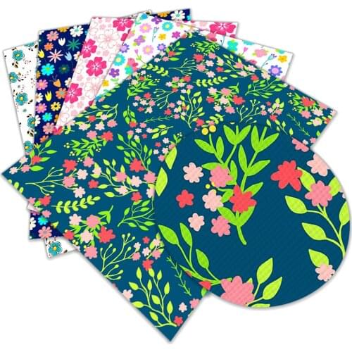 New Beautiful Flower Pattern Printed Synthetic Faux Leather 30 cm x 136cm for DIY Bag Material Fabric L245 L246