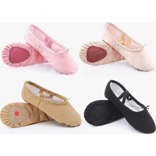 Professional Child Girls Kids Cotton Canvas Soft Ballet Dance Practice Shoes