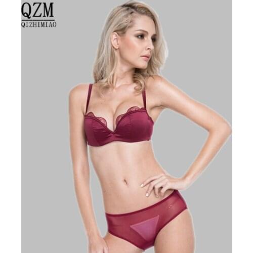 QIZHIMIAO Sale Seamless underwear Luxury Brand Sexy Intimates Push Up Bra Set Underwear Floral Embroidery Lace Women Bra Panty