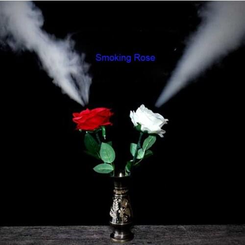 1Pcs Smoking Rose With 20pcs Smoke Refills Magic Tricks Show Appearing From A Rose Charging Version Stage Party Props
