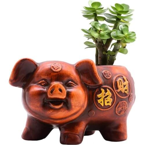 Gardening Supplies Creative Desktop Ceramic Personality Flower Pot Creative Pig Shape Ceramic Desktop Plant Pot For Home