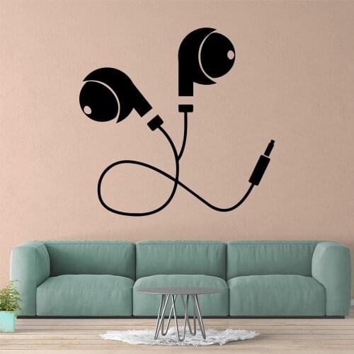 Removable Earphone Wall Sticker Removable Self Adhesive Watercolo For Home Decor Background Wall Art Decal