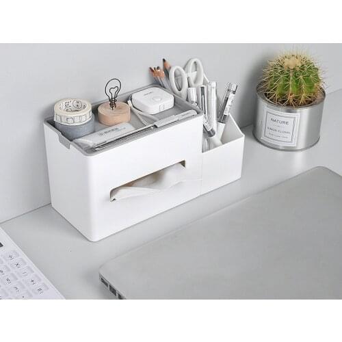 School Office Desktop Storage Box Tissue Napkin Pumpling Box Multi-function Creative Remote Control Debris Storage Organizer