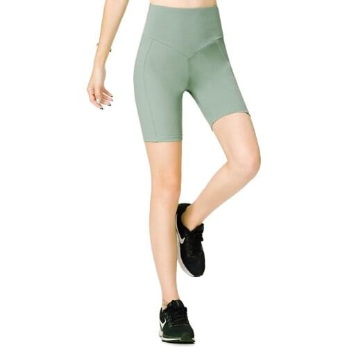 Yoga Shorts Sport Women High Waist Nylon Solid Stretch Cozy Gym Shorts Running Femme Fitness Clothing Workout Athletic Shorts