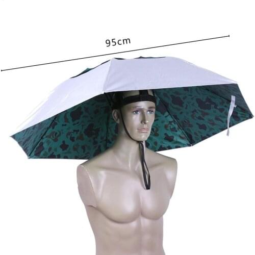 Outdoor Foldable Head Umbrella Hat Anti-Rain Anti-UV Fishing Caps Portable Travel Hiking Beach Fishing Umbrellas Hat Rain Gear