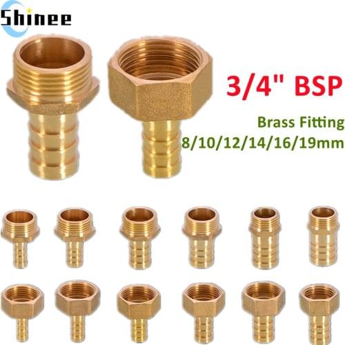 Pagoda connector 6 8 10 12 14 16 19mm hose barb connector hose tail thread 3/4 BSP thread PC Male brass water pipe fittings