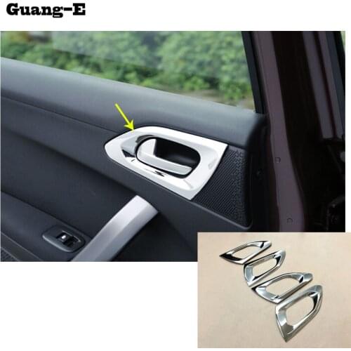 Car Body Styling Cover Stick Trim ABS Chrome Door Inner Built Handle Bowl Frame Lamp 4pcs For Peugeot 2008 2014 2015 2016 2017