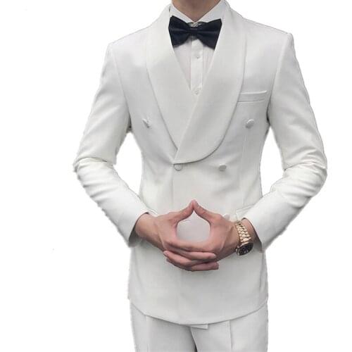 Wedding groom best man formal suits tuxedo male double breasted gentleman suits 2-piece jacket + pants men business casual suit
