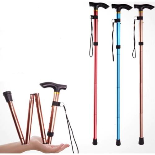 Walking sticks, hiking trekking poles, telescopic, ultra-light, 4-section adjustable aluminum alloy folding walking stick