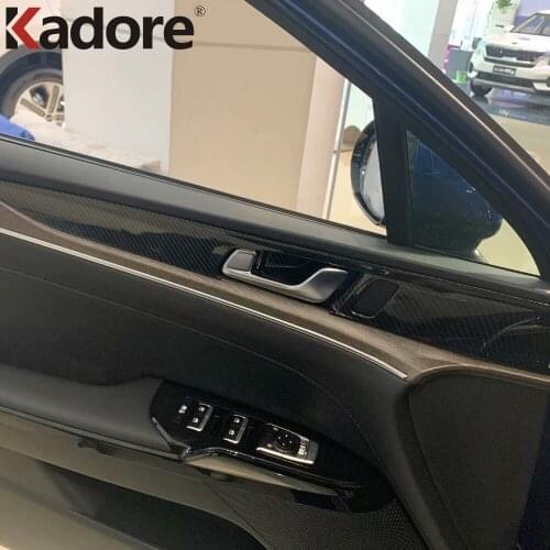 For Kia Optima 2020 2021 ABS Carbon Fiber Interior Inner Door Handle Catch Cover Trim Inserting Decal Panel Car Accessories