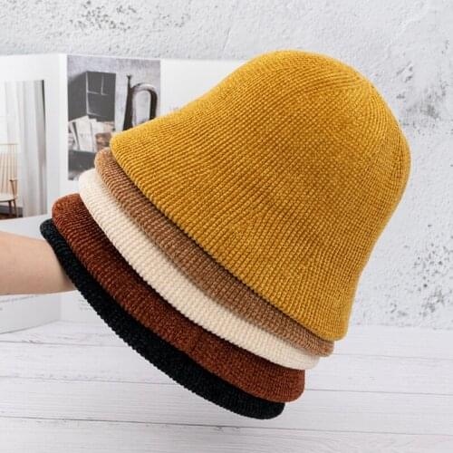 Womens Chenille Bucket Hats Vintage Cloche Fisherman Hats Ladies Cap