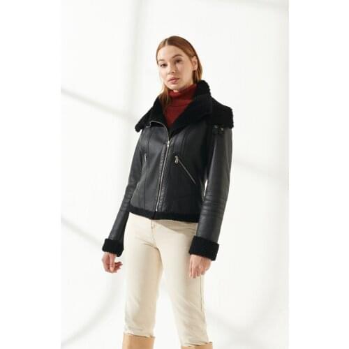 Winter Wool Leather Jackets Genuine Sheepskin Coats Women Winter Wear Warm Wool Products Biker Belt Jacket