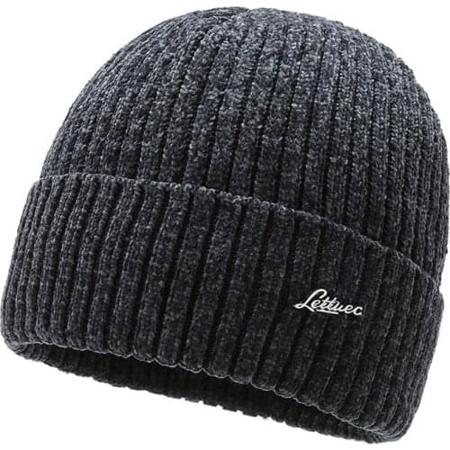 Winter Plus Velvet Knitted Hat Middle-aged Mens Beanie Hat Casual Warm Woolen Hat Outdoor Riding Cold-proof Ear Cap