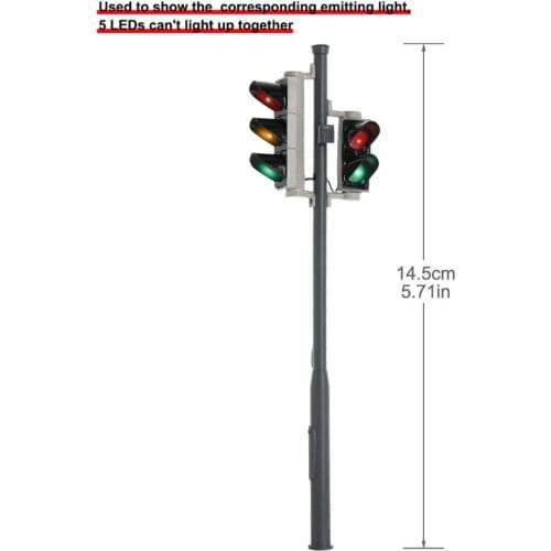 2pcs G Scale Model Traffic Signals 5-LEDs 1:25 Block Signal 14.5cm Traffic Light for Left side Driving JTD2510