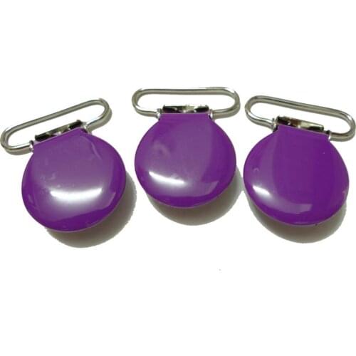 25pcs 1'' 25mm #24 PURPLE COLOR Enamel Pacifier Clips/Suspender Clips