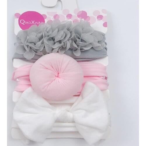 3pcs/set Elastic Chiffon Flower Headbands For Baby Girls Hair Accessories Baby Girls Bows Nylon Solid Color Turban Hair band