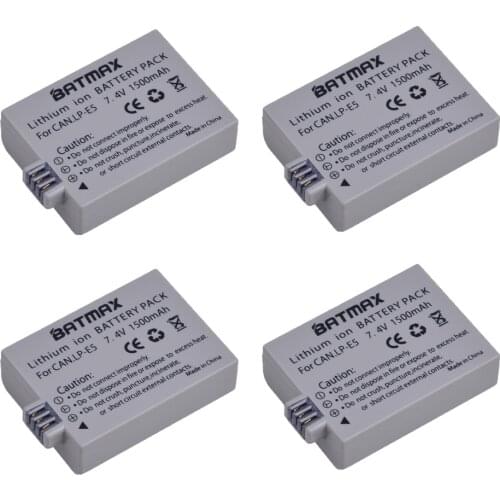 Batmax 4pc LP-E5 LP-E5 LPE5 Camera Battery akku for Canon EOS 450D 500D 1000D Kiss X3 Kiss F Rebel Xsi