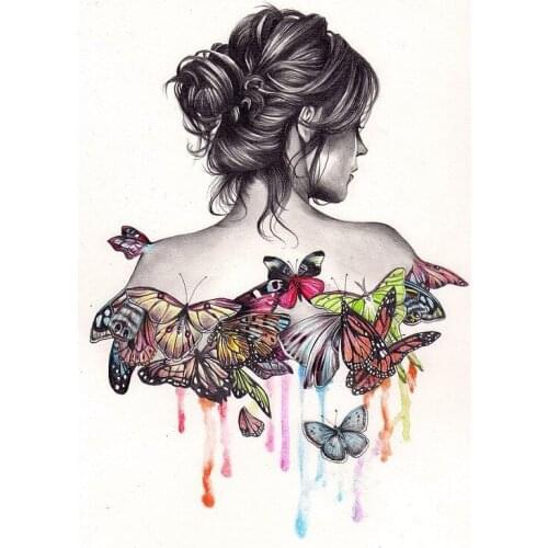 DIY Diamond Painting Butterfly Girl Cross Stitch Decor Mosaic Home Decoration Round Embroidery Square Painting Handicrafts Gifts