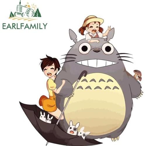 EARLFAMILY 13cm x 12.4cm for TOTORO Car Stickers Waterproof Fashionable Decals Scratch-Proof Caravan Trunk Decor Car Goods