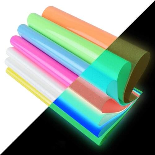 Free shipping 1 sheet 25cmx25cm Luminous glow in dark Heat Transfer Vinyl noctilucent Heat Press Machine Tshirt Iron On HTV