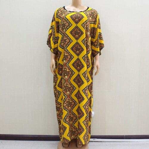 Boho Ruffle Sleeve Multicolored Fashion Print Autumn Elegant Loose African Dresses for Women with Scarf