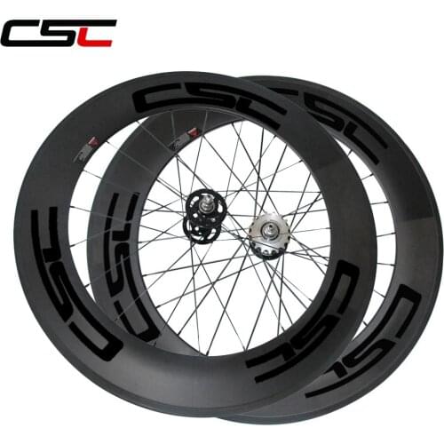 CSC 23mm Width 88mm Clincher carbon track bike wheels fixed gear flip flop bicycle wheelset