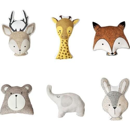 Baby Elephant Fox Deer Bear Giraffe Rabbit Soft Stuffed Toys Cute Sleep Animal Plush Toy Cartoon Pillow Cushion For Kids Gifts
