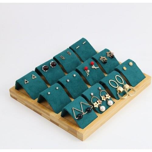 Jewelry Display Props Necklace Jewelry Bamboo Suede Fabric Showing Holder Ring Earring Pendant Support Display Tray