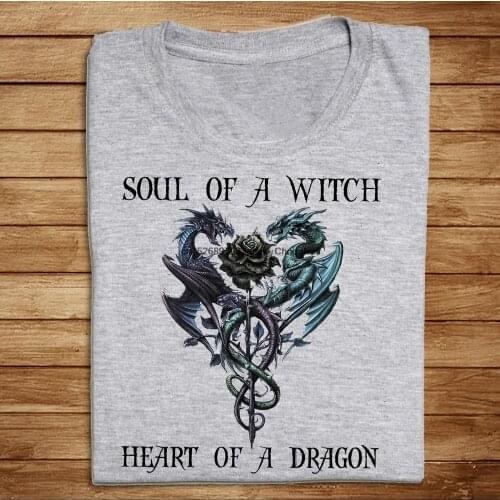 Soul Of A Witch Heart Of A Dragon Rose T shirt Gift